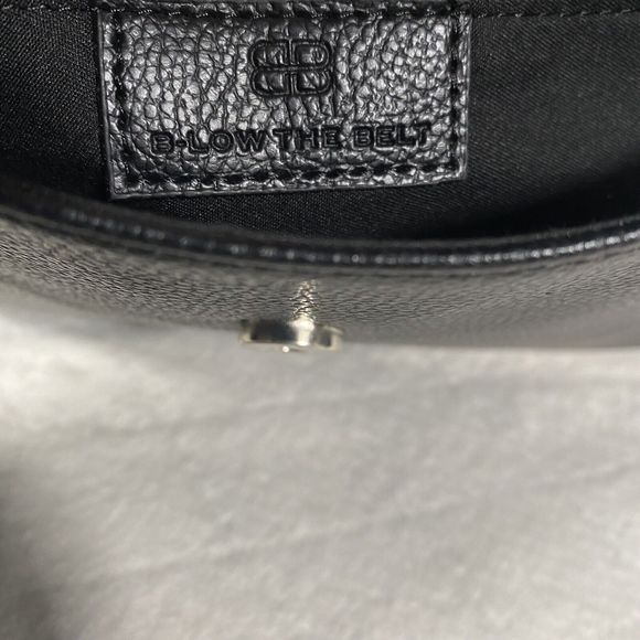 B-Low The Belt Black Studded Vegan Pebbled Leather Clutch Purse Button Close - Picture 4 of 6